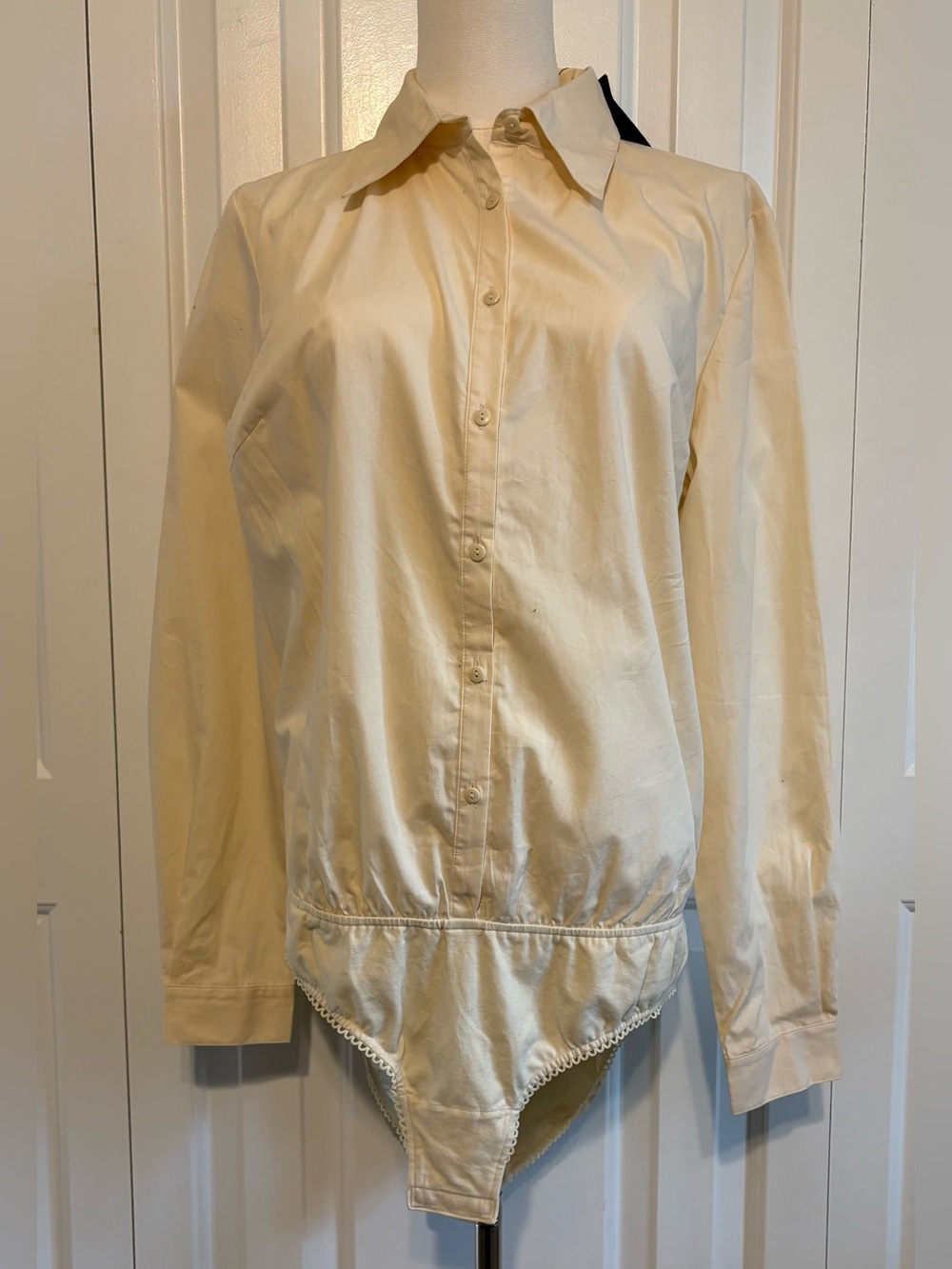 SHAPE FX, Cream Button-down, Cotton  Bodysuit, Size 10, NWT